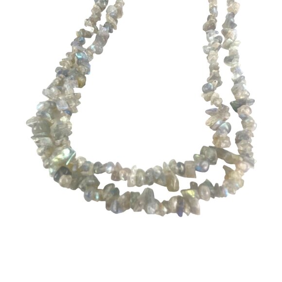 Labradorite Gemstone Chip Bead Necklace 36 Inches - Picture 2 of 11